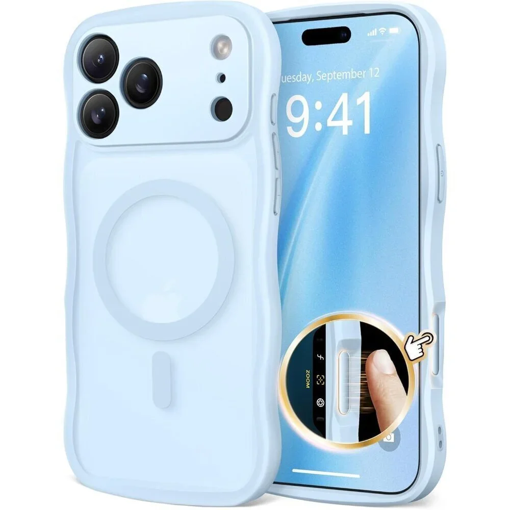 Women Light Blue Iphone 17 Pro Max Case Full Camera Protection Mag Safe
